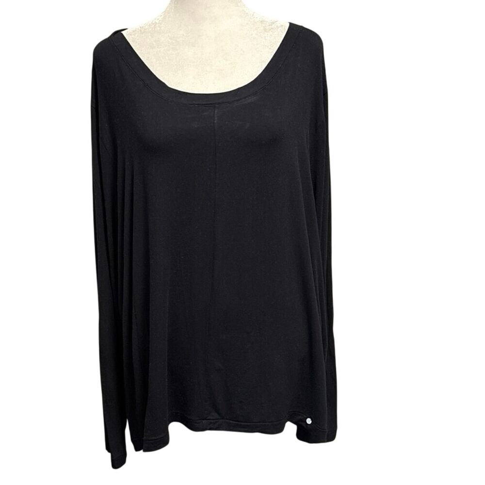 Hanro Yoga Size XL Long Sleeve Shirt Top Modal Black Minimalist Comfort FLAW